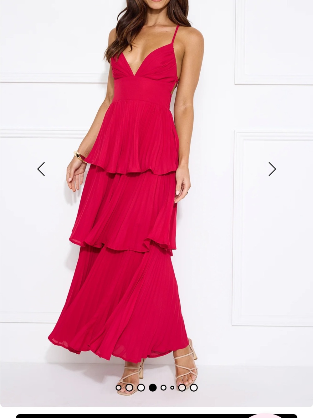 Hello Molly Hot Pink Tiered Spaghetti-Strap Maxi Dress NWT size Large